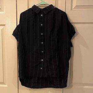 Mod Ref black pinstripe short sleeve button down shirt size L